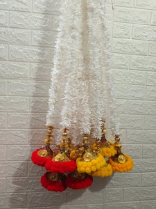 พวงมาลัยดอกมะลิประดิษฐ์เป็นรูปสามเหลี่ยมลูกปัดโกต้าตกแต่งดอกไม้สำหรับงานแต่งบ้าน Pooja-ของตกแต่งผนังงานแต่งงาน - Product Image 6