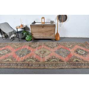 Tapis en laine turque vintage de 4.8x12,8 pieds, patchwork rouge et vert, tissage plat avec support en latex pour les décorations de salon - Product Image 1