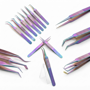 Ensemble de pinces à cils en acier inoxydable avec pointes droites et courbées - Réutilisables et écologiques - Product Image 5