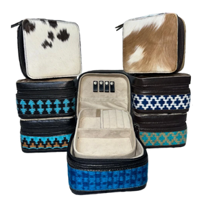 Handmade Bohemian Cowhide Leather Animal Print Soft Handle <b>Medium</b> Capacity Multi-Function Fashion Cosmetic <b>Case</b> Zipper Closure - Product Image 4