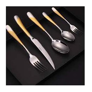 Mejor Venta de acero inoxidable Metal oro espejo pulido con mango largo de diseñador tenedor a granel cuchara juegos de cubiertos cuchillo de mantequilla - Product Image 2