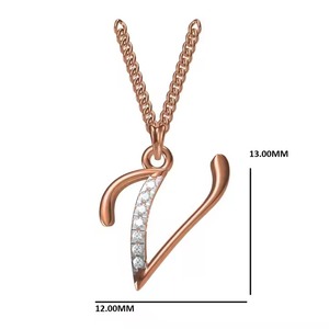 Élégant collier pendentif lettre V en or rose 18 carats belles breloques fines pour les femmes cadeau parfait pour elle - Product Image 5