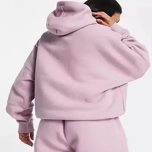 Sudadera con Capucha Extra Grande Rosa con Logotipo Personalizado de Alta Calidad de Fabricación OEM, Sin Cordones, de Felpa de Algodón Grueso para Mujer - Product Image 2