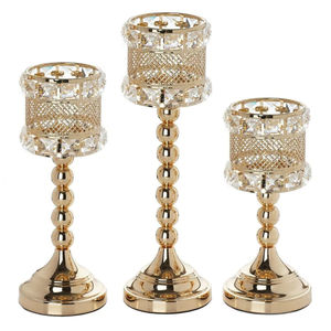 <b>Crystal</b> Tea Light Candle Holder <b>Set</b> of Five <b>Glass</b> Votives on Handmade Metal Stand Perfect for Wedding and Home Decor - Product Image 1