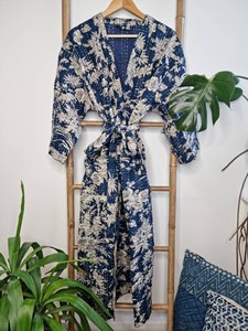 Handmade Ultimate Stylish Bathrobe Western Kantha Kimono Casual Wearing Stylish <b>Dress</b> Custom Blue Color Jacket Coat <b>Dresses</b> Sets - Product Image 4