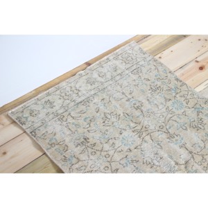Tapis vintage 2,6 x 7,2 pieds, tapis turc, tapis floral marron et bleu - Product Image 5