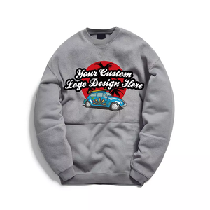 2022 hiver nouvelle mode hommes français sweat à col rond Logo personnalisé brodé 100% coton solide motif uni teint numérique - Product Image 4