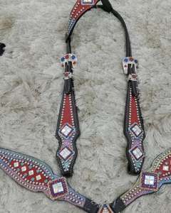 Ensemble Western Headstall & Breast Collar Set Premium Seasonal Horse Tack Designs ensemble de punaises de luxe pour cheval ensemble complet de chevaux de trait - Product Image 3