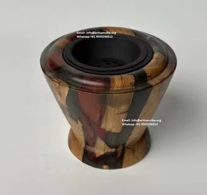 Brûleur d'encens en résine époxy de luxe pour le Ramadan avec plateau en bois, porte-bakhoor oud, décoration aromatique pour la maison, diffuseur islamique mubkhar - Product Image 2