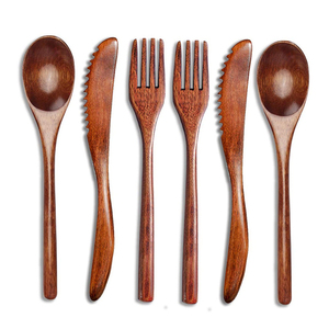 Eco Friendly Good Quality Wooden Dinnerware Forks Spoons Knife Wood Cutlery Set Kitchenware <b>Kitchen</b> Reusable Utensils Set - Product Image 3