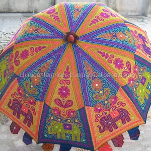 Parapluie manuel en tissu de coton de 90 cm, motif droit, style bohème, pour décoration intérieure et extérieure, broderie artisanale - Product Image 2