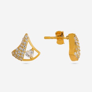 92.5 <b>Silver</b> <b>Stud</b> <b>Earrings</b> with Geometric Pattern Rhodium Plated Zircon Pearl for Wedding Party or Engagement 191347 Model - Product Image 5