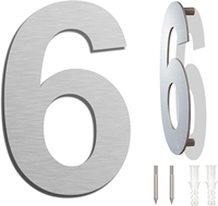 Plaque de numéro de maison personnalisée en acier inoxydable, numéro 2, plaque de numéro d'adresse moderne en métal, plaque murale extérieure pour porte