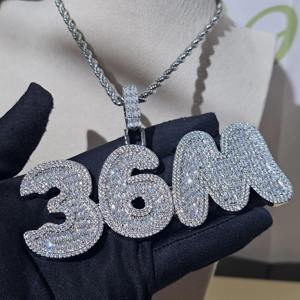 จี้เพชรโมอิสซาไนต์ทรงบาแกตต์ VVS ชุบทองคำขาว เงินแท้ 925 สลักอักษรตามสั่ง สไตล์ฮิปฮอป สำหรับผู้ชาย ราคาพิเศษ - Product Image 4