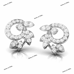 ต่างหูแฟชั่นดีไซน์ใบไม้ประดับเพชรโมอิสซาไนต์สีเงินระยิบระยับ สวยสง่า ทันสมัย หรูหรา สง่างาม - Product Image 3