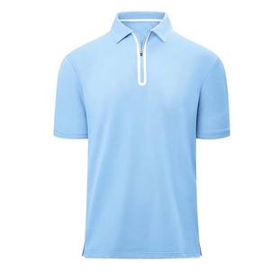 Top informal con cremallera de un cuarto para hombre, polos de secado rápido, algodón, poliéster, patrón sólido, logotipo personalizado impreso, deportes al por mayor - Product Image 1