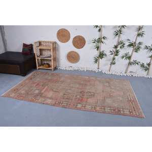 Tapis en Laine Géométrique Écologique-Traditionnel Rouge Beige 4.4X8.4 pi Motif Abstrait Salle à Manger 9x12 Rectangle Patchwork Medium - Product Image 2