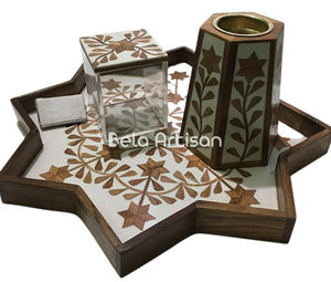 Incrustaciones de madera Bakhoor Burner Gift Set Floral Star Tray Edition - Product Image 2