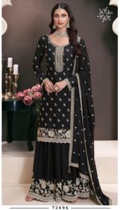 Attrayant à la mode Designer lourd Chinon femmes Kurta Sharara avec Dupatta ensemble vêtements de mariage tenue robe en gros à Surat - Product Image 6