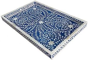 Plateau de service en incrustation d'os floral luxe maison Accent plateau de service en incrustation d'os fait à la main artisanat rajasthanien à bas prix - Product Image 6