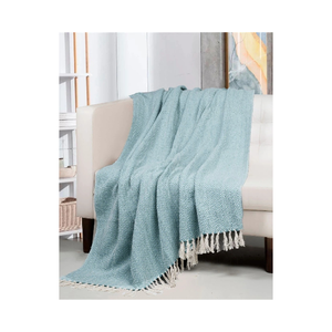 Orange Slub <b>Knit</b> Acrylic Linen Blend 60x80in Couch <b>Throw</b> With Fringes Ideal For Retailers Wanting High Margin Daily Decor Items - Product Image 4