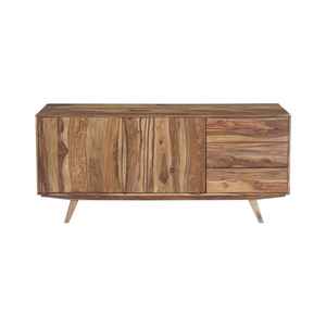 Gabinete de buffet de madera maciza moderno para sala de estar Madera natural con tres cajones y puerta grande para muebles del hogar o la escuela - Product Image 1