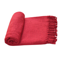 Plaid en coton uni 100 % doux et écologique, taille personnalisée pour canapé, voyage, toutes saisons, plage – Excellent prix