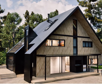 Maison préfabriquée élégante à 3 étages, cabane moderne en forme de A - la maison triangulaire à ossature complète, villa en acier léger