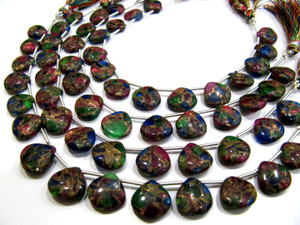 Cuentas opacas en forma de corazón turquesa de ostra multicolor, 12mm, tamaño liso, hebra de 8 pulgadas de largo, vendida por hebra - Product Image 2