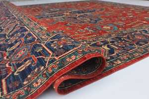 Alfombra de Área Personalizada de 8x9 de Alta Venta Hecha a Mano de Lana Roja Tejida a Mano Estilo Bohemio Vintage de Alta Calidad para Piso de Sala de Estar - Product Image 3