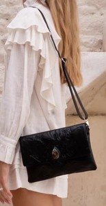 Sac à fermeture éclair fait main de style dame vintage avec grande pierre de labradorite véritable conception d'hirondelle noire entourant le cuir véritable - Product Image 5