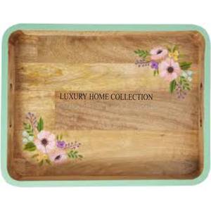 Bandeja grande de cuero Bandejas redondas tradicionales de madera para servir con acabado de alta calidad y asas ergonómicas para facilitar su uso - Product Image 4