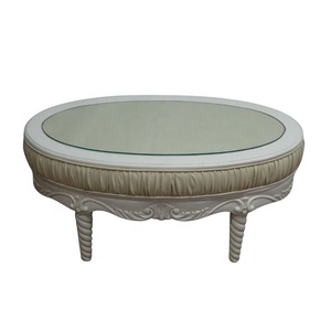 Table basse en bois massif rembourrée de style antique français, peinte en blanc, meubles de salon en provenance d'Indonésie, Jepara Furniture - Product Image 4