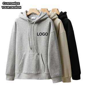 Sudadera con capucha de gran tamaño de lana de algodón de alta calidad para hombre, sudaderas con capucha gruesas con hombros caídos en relieve lisas personalizadas para Otoño/Invierno para hombre - Product Image 3