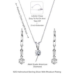 Single Solatire <b>Fine</b> <b>Jewelry</b> <b>Set</b> for Women Including Long Earrings and Necklace - Product Image 4