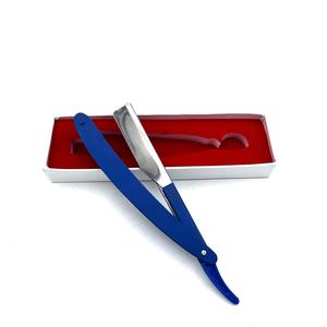 Navaja de Afeitar Recta Azul de Acero Inoxidable con Impresión de Logotipo Personalizado, Navajas de Afeitar Profesionales para Barbería - Product Image 6