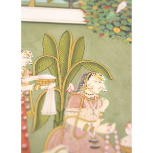 Pichwai Art Green Cotton Cloth <b>Wall</b> Art Tapestry Bohemian Christmas Style Scenic for Home Outdoor Nordic for <b>Wall</b> <b>Decor</b> Ramadan - Product Image 2