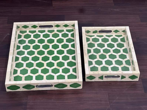 Bandejas de servir de madera con incrustaciones de hueso y metal, las más vendidas, artículos decorativos para cocina, hoteles y uso doméstico. - Product Image 4