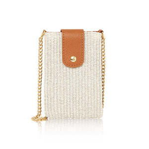 Bolso Bandolera de Rafia con Detalles en Cuero Hecho a Mano en Italia-PS540 - Product Image 4