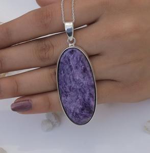 925 plata esterlina hecha a mano piedras preciosas Charoite Spinner colgante 925 sello estilo bohemio regalo de boda mejor diseñador colgante joyería - Product Image 3