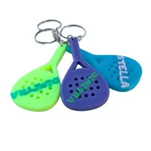 Padel Racket Pvc Sleutelhanger Houders Custom Logo Duurzaam Hoge Kwaliteit Sleutelhangers Padlel Logo Rubber Siliconen Materiaal Sleutelhanger