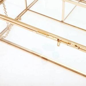 Luxe grandes boîtes à bijoux en laiton or Design Unique verre artisanat stockage velours décor à la maison accessoires chocolat Photo affichage - Product Image 3