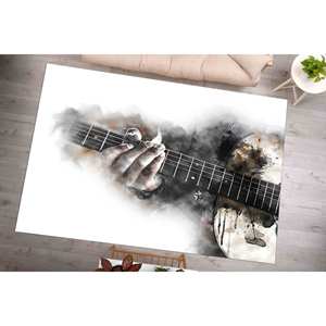 Alfombra de Guitarra en Acuarela: Decoración para Sala de Música, Regalo para Amantes de la Música, Alfombra Suave con Pelo Largo - Product Image 1