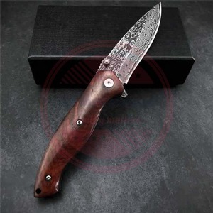 Couteaux pliants professionnels en plein air | couteau pliant à manche en bois en acier damas fait main en gros pour un usage quotidien - Product Image 2