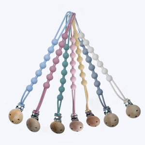 Nouvelles attaches-sucettes anti-chute en silicone et bois de qualité alimentaire pour bébés, avec attache-tétine apaisante pour nourrissons de 0 à 12 <span class=keywords><strong>mois</strong></span> - Product Image 5