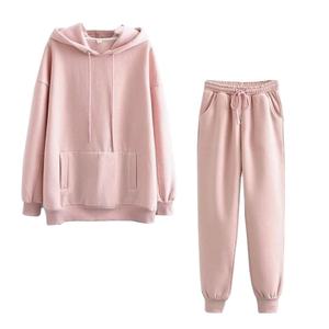 Tracksuits for Woman Wholesale Pullover Hoodie With Trouser Tracksuit Thick Fleece 100% Cotton Suit 2 Pieces Sets Sweat Suits - Product Image 3