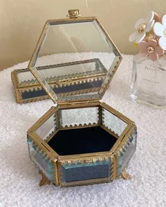 High Quality Customized Size Metal Glass Box for Home and Office Decoration <b>Jewelry</b> <b>Storage</b> with Classic Design Handmade - Product Image 3