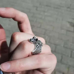 Dark Chauve Souris Fashionable <b>Ring</b> 18K Rose Gold and Rhodium Plated <b>Adjustable</b> <b>Size</b> Inlay <b>Ring</b> Gift - Product Image 4