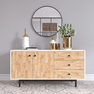Armoire de présentation minimaliste en bois d'hévéa pour salon 140x35x68cm Meuble de maison KTB68061 - Product Image 2
