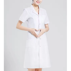 Blouse de laboratoire de base personnalisable pour femmes, longueur régulière, manches courtes blanches pour les hôpitaux comme uniformes - Product Image 2